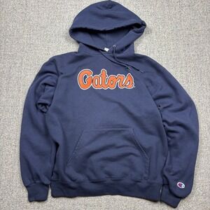 Champion Florida Gators Hoodie Mens Medium Navy Blue Eco‎ Fleece Sweatshirt